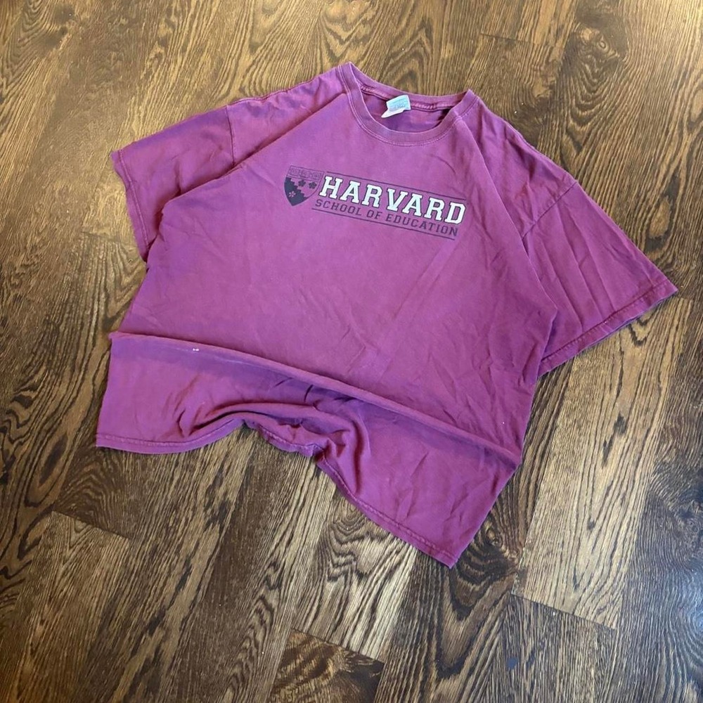 2000s Harvard University School Of Education Maroon Faded Collegiate Boxy Tee XL